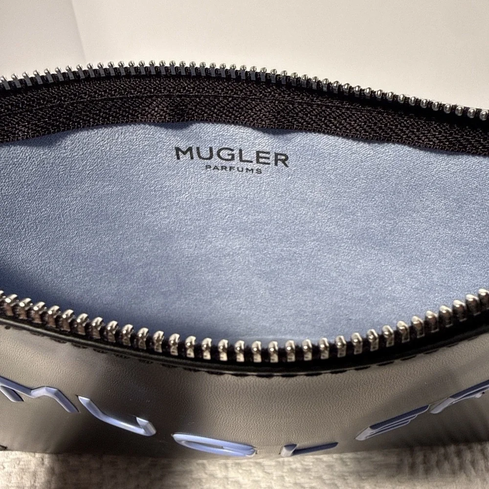 New Mugler Cosmetic Pouch Bag Limited Edition Faux Leather Black 9.5
